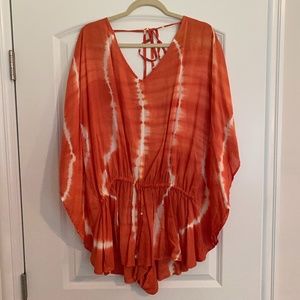 Tie-dye orange romper